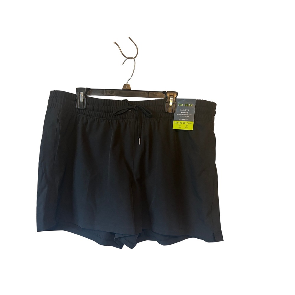 NWT Tek Gear Women's Black Mid Rise Relaxed Fit Athletic Shorts XX Large Wicking